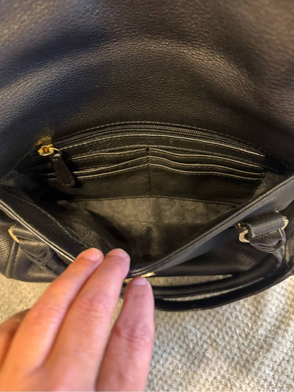 Michael Kors Black Satchel purse with Gold Hardware